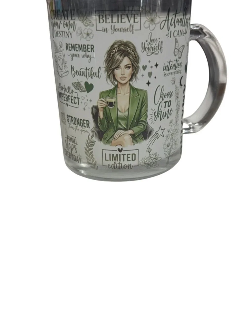 Inspirational Quotes Glass Coffee Mug for Women